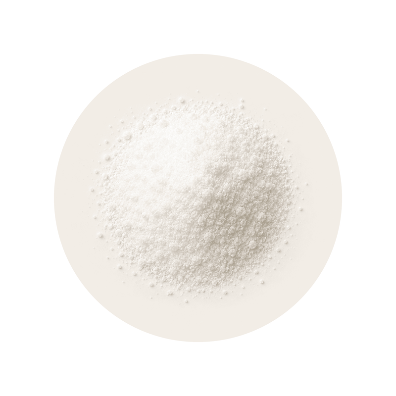 D-Aspartic Acid ingredient close-up on a cream circular background
