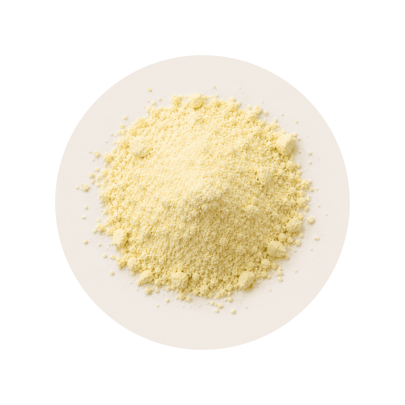 Alpha Lipoic Acid ingredient close-up on a cream circular background