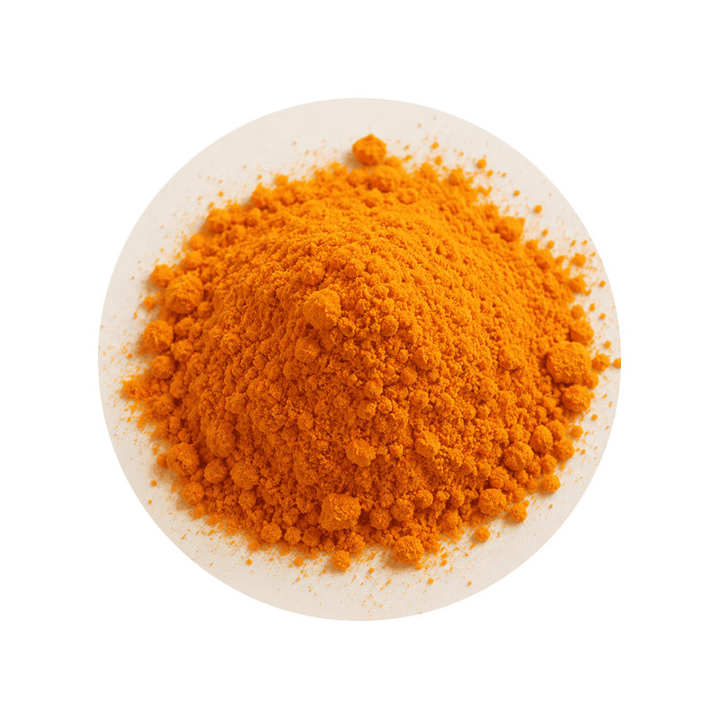 CoQ10 ingredient close-up on a cream circular background