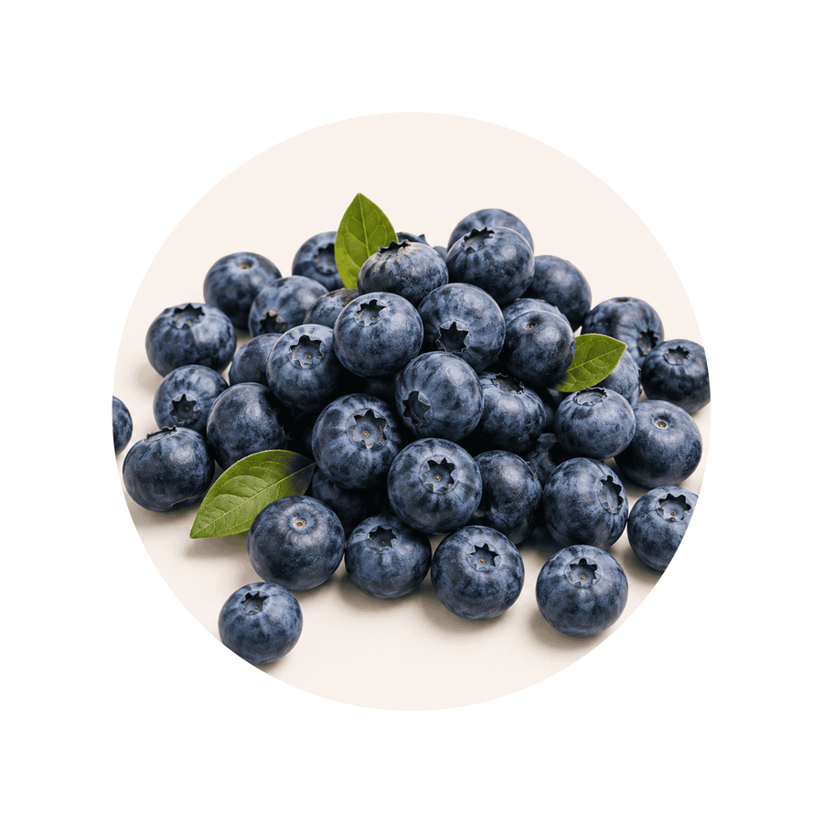 Pterostilbene ingredient close-up on a cream circular background