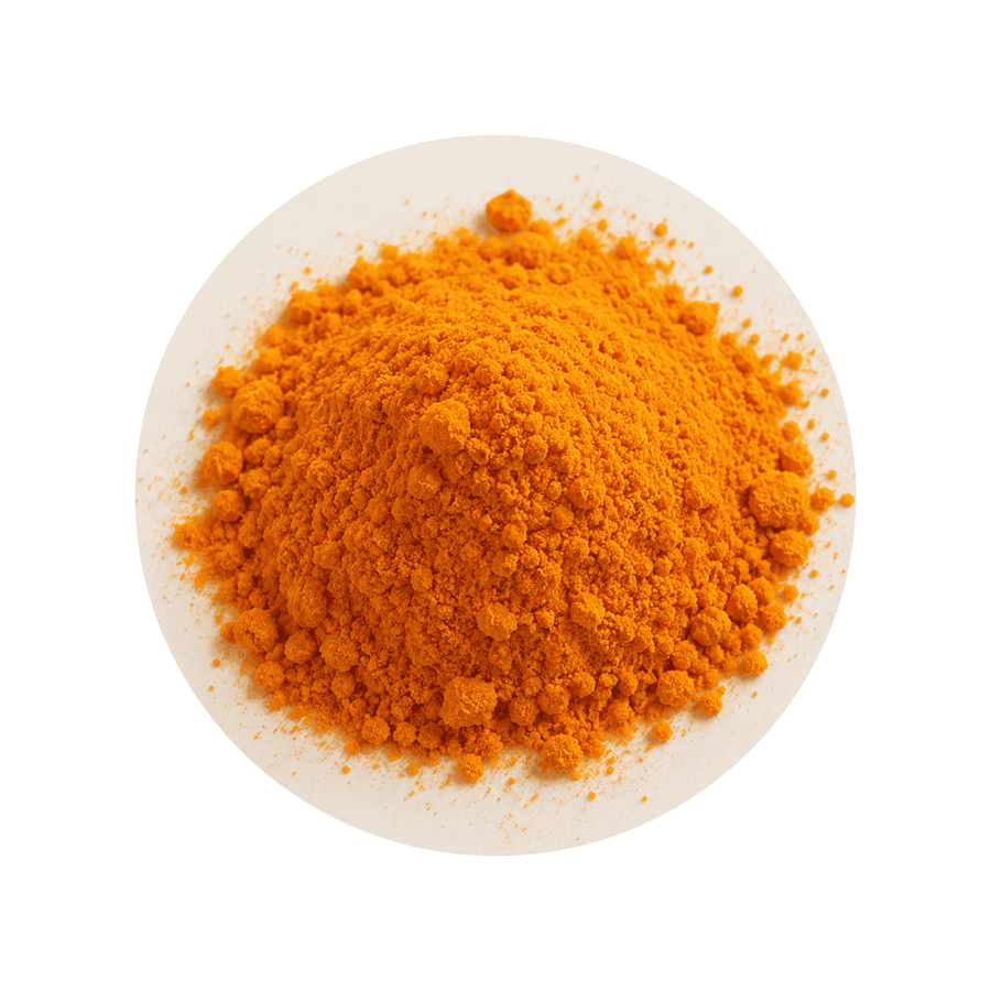 CoQ10 ingredient close-up on a cream circular background