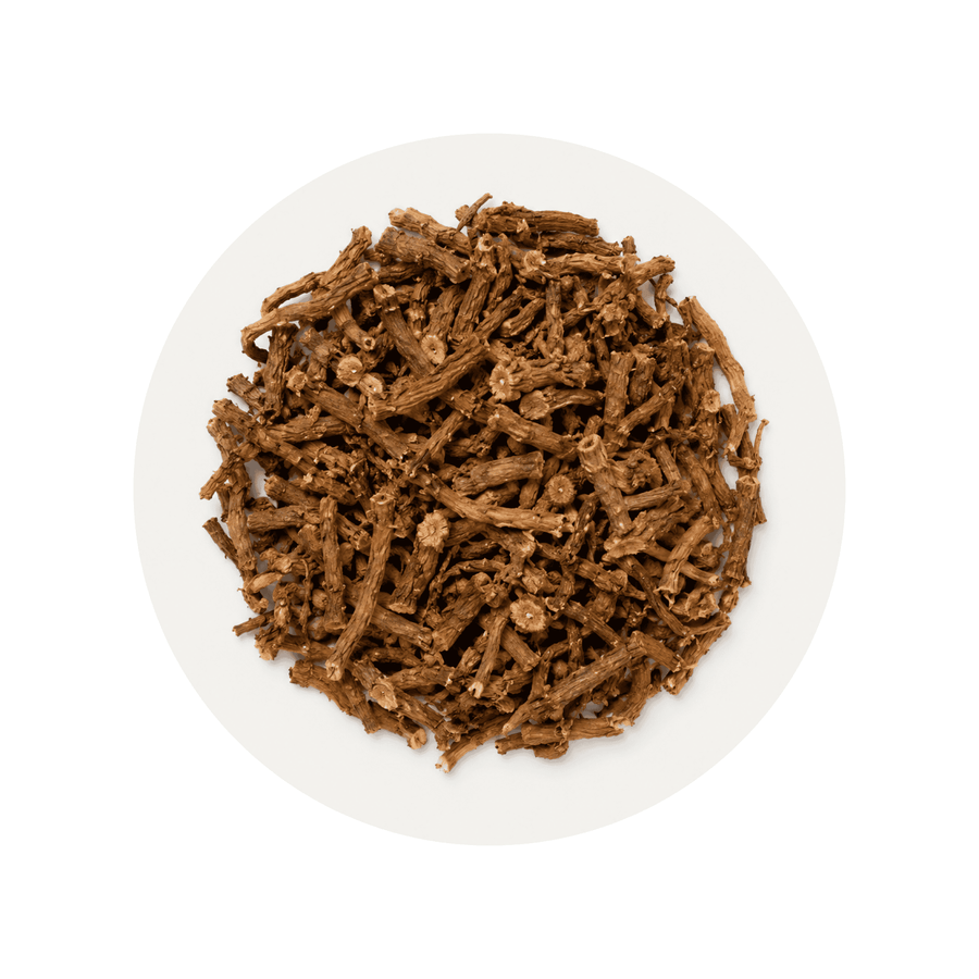 Stinging Nettle Root ingredient close-up on a cream circular background