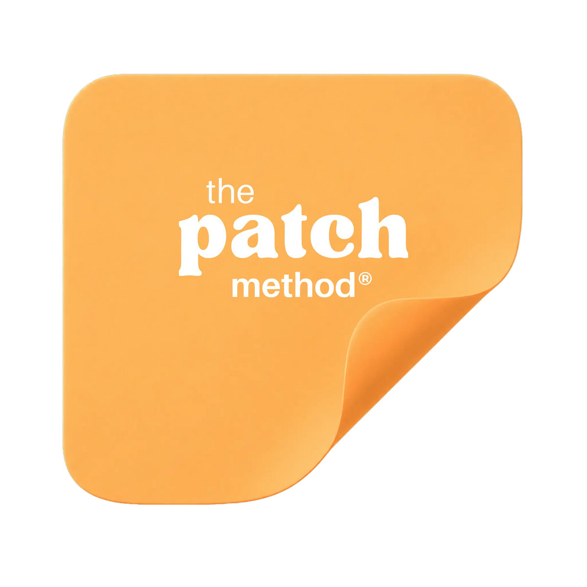 Gold The Patch Method patch icon with a peeled corner, shown on a transparent background