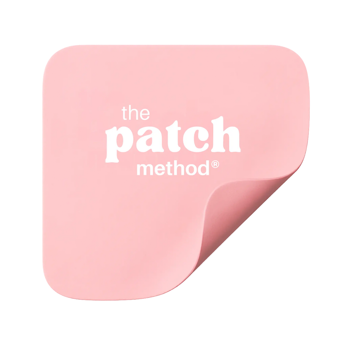 Pink The Patch Method patch icon with a peeled corner, shown on a transparent background